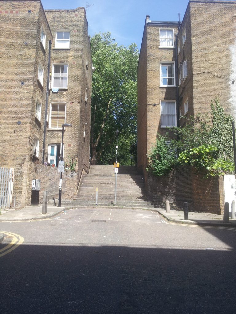 Gwynne Place (aka Riceyman Steps) summer 2015, taken from the Travel Lodge.
