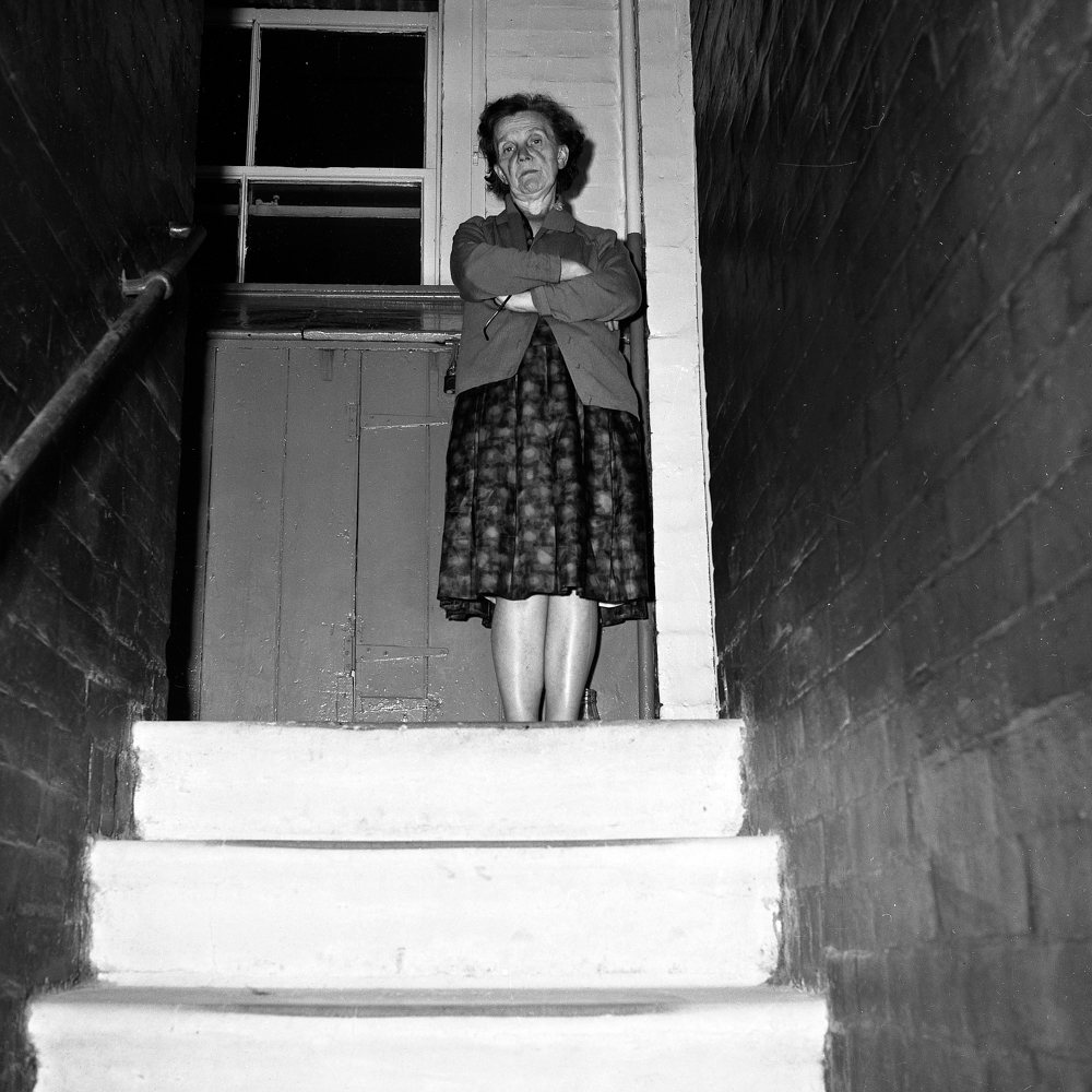 Box Brownie shot by Colin O'Brien of his mum on the steps going up to 118 Victoria Buildings. (c) Colin O'Brien